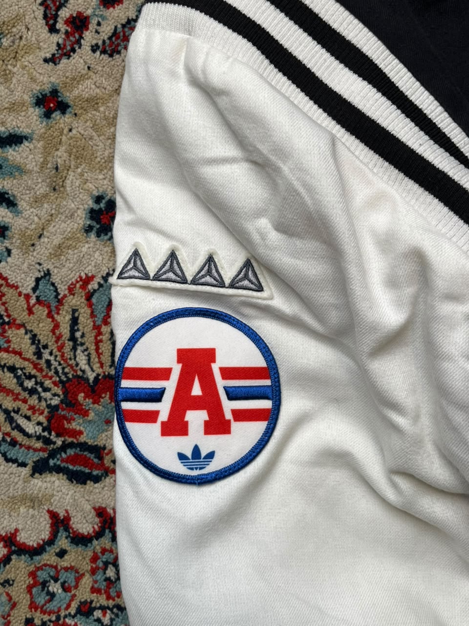 Adidas Originals Trefoil Patchwork Snap-Button Varsity Jacket - L