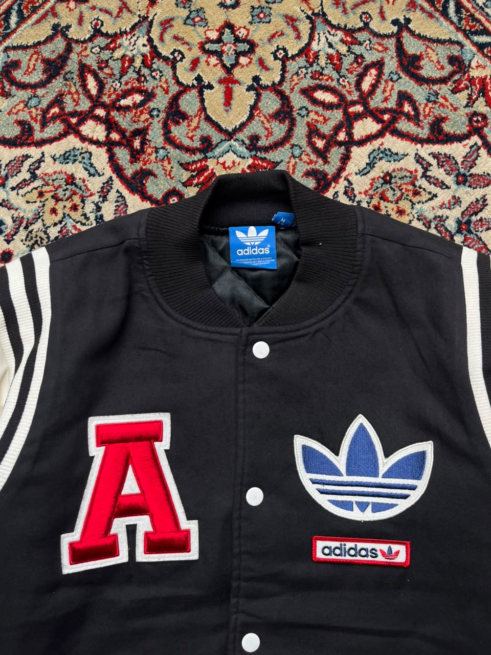Adidas Originals Trefoil Patchwork Snap-Button Varsity Jacket - L