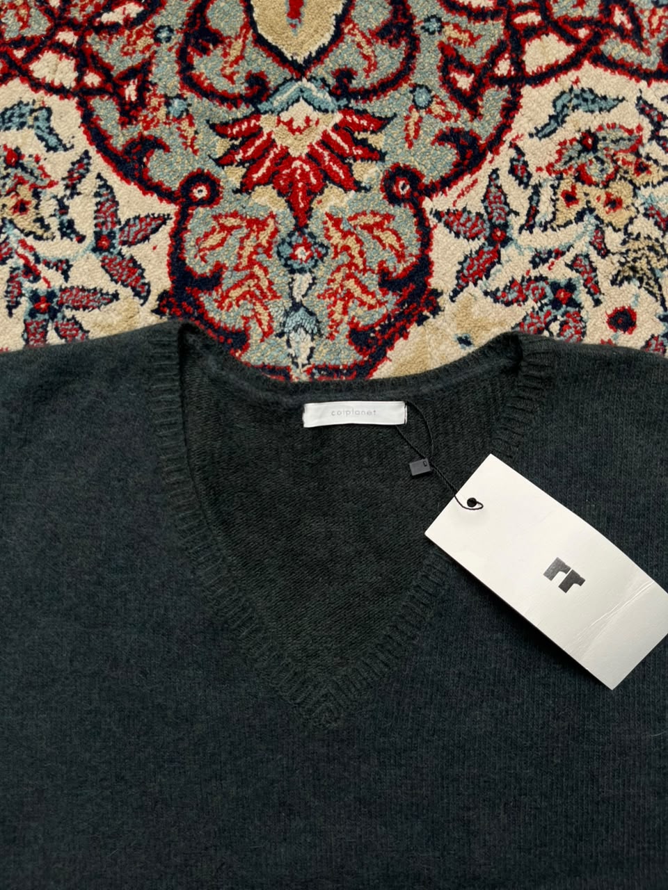 Colplanet Solid Charcoal V-Neck Knit Sweater - L