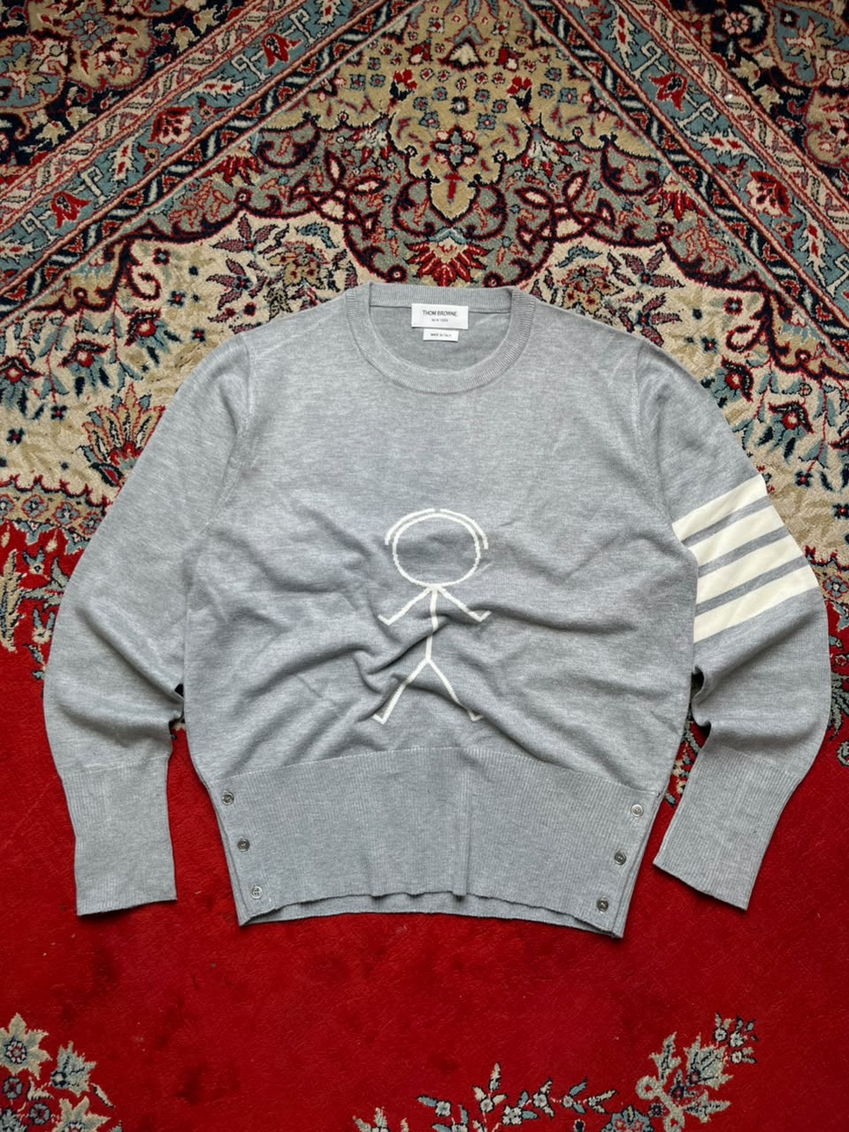 Thom Browne Stickman Graphic Knit Crewneck Sweater - M