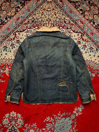 Vintage Bean Pole Sherpa Fleece-Lined Denim Trucker Jacket - L