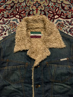 Vintage Bean Pole Sherpa Fleece-Lined Denim Trucker Jacket - L
