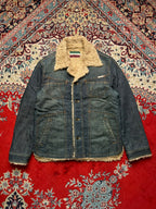 Vintage Bean Pole Sherpa Fleece-Lined Denim Trucker Jacket - L