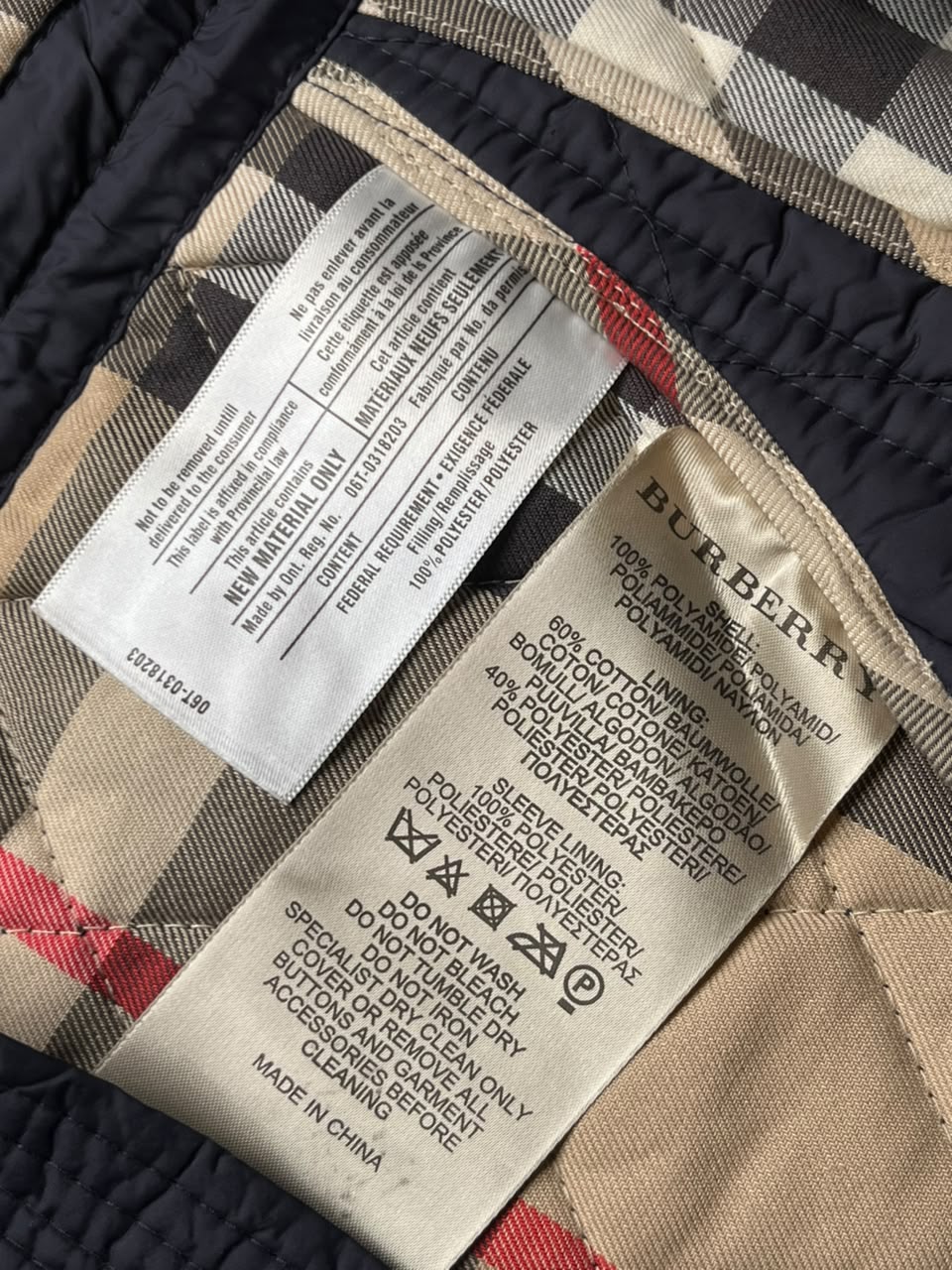 Burberry Brit Check-Lined Diamond Quilted Field Jacket - M