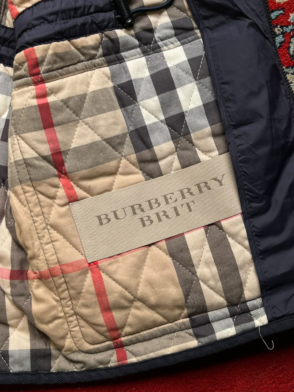 Burberry Brit Check-Lined Diamond Quilted Field Jacket - M