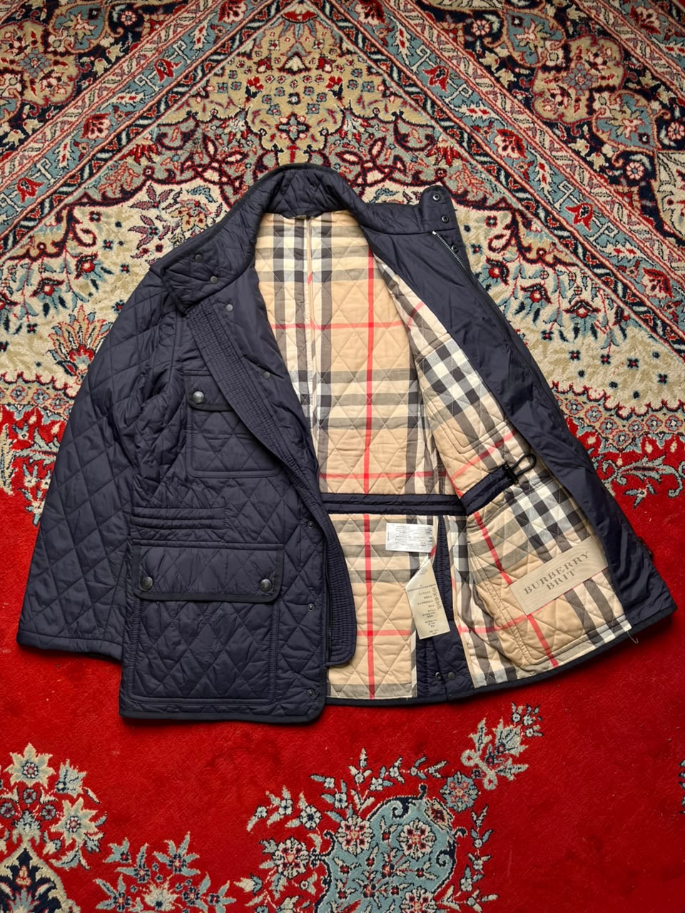 Burberry Brit Check-Lined Diamond Quilted Field Jacket - M