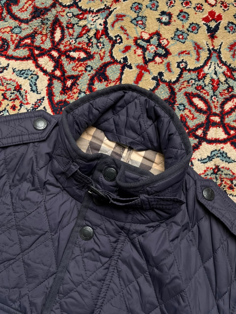 Burberry Brit Check-Lined Diamond Quilted Field Jacket - M