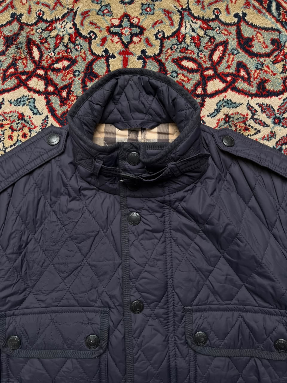 Burberry Brit Check-Lined Diamond Quilted Field Jacket - M
