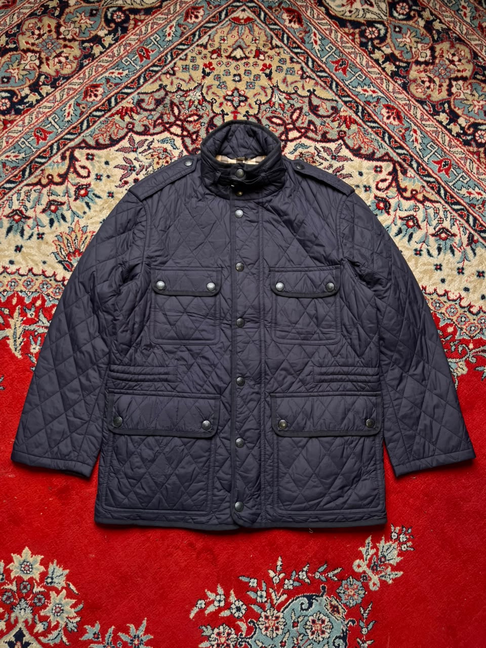 Burberry Brit Check-Lined Diamond Quilted Field Jacket - M