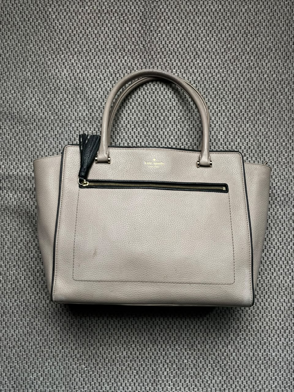 Kate Spade Chester Street Small Allyn Satchel Top Handle Leather Bag Taupe Tassel