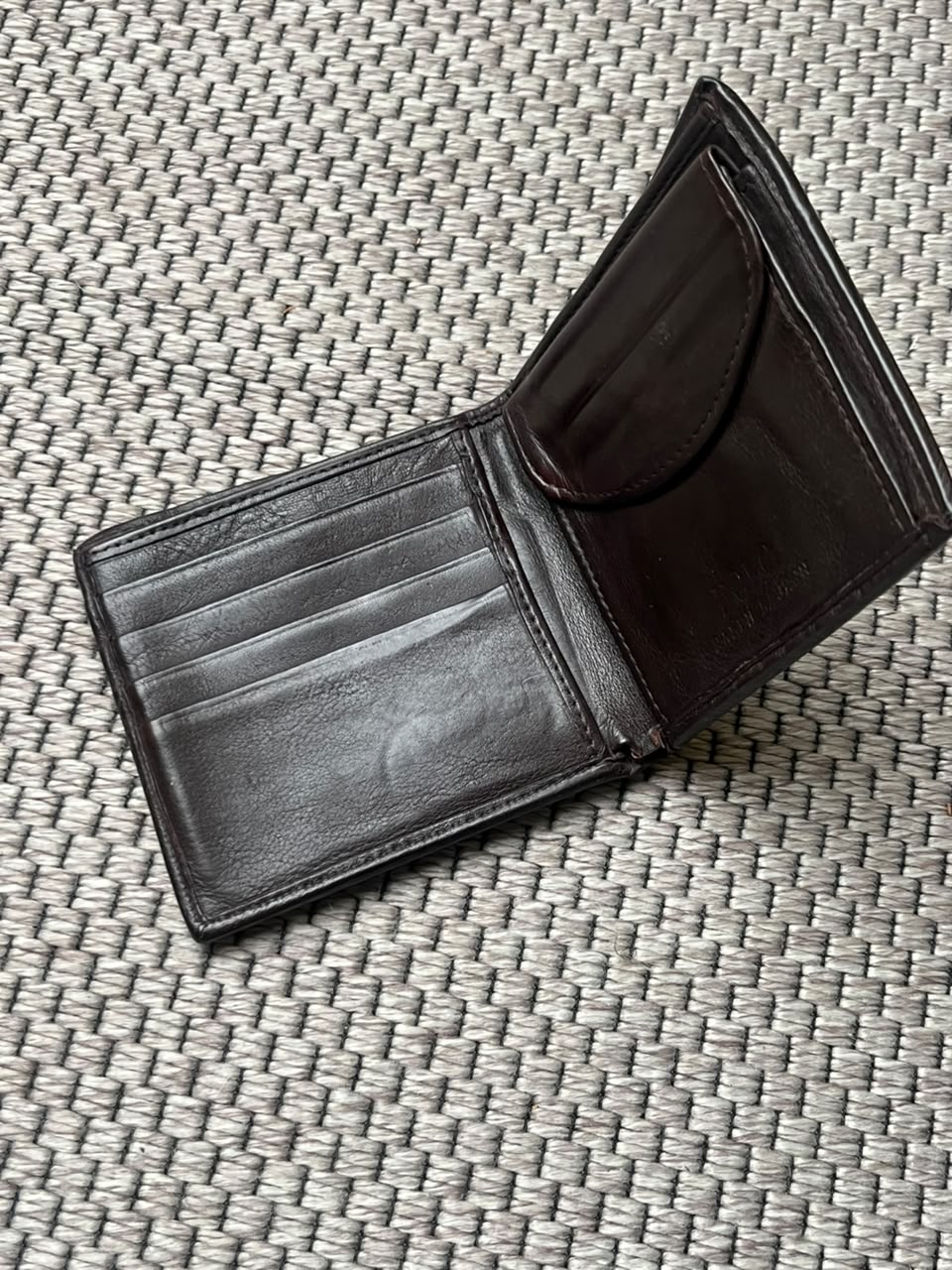 Polo Ralph Lauren Mens Dark Brown Leather Bifold Wallet Coin Pocket Flap Billfold