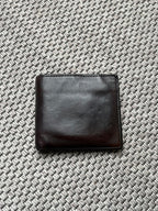 Polo Ralph Lauren Mens Dark Brown Leather Bifold Wallet Coin Pocket Flap Billfold