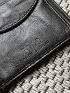 Polo Ralph Lauren Mens Dark Brown Leather Bifold Wallet Coin Pocket Flap Billfold