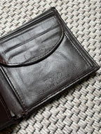 Polo Ralph Lauren Mens Dark Brown Leather Bifold Wallet Coin Pocket Flap Billfold