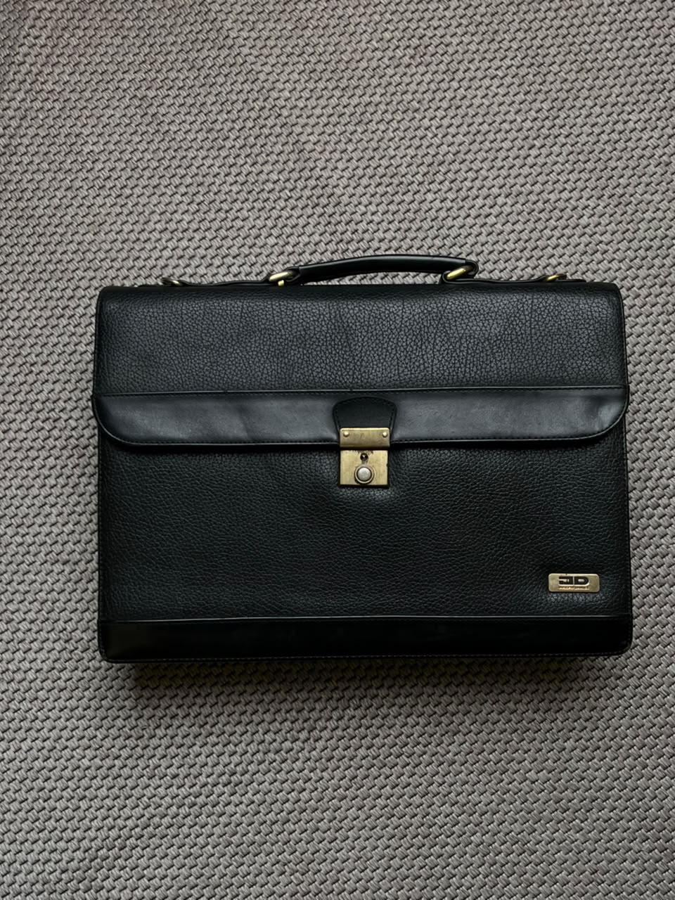Vintage Joseph Daniel Black Leather Briefcase Attache Portfolio Laptop Bag 80s