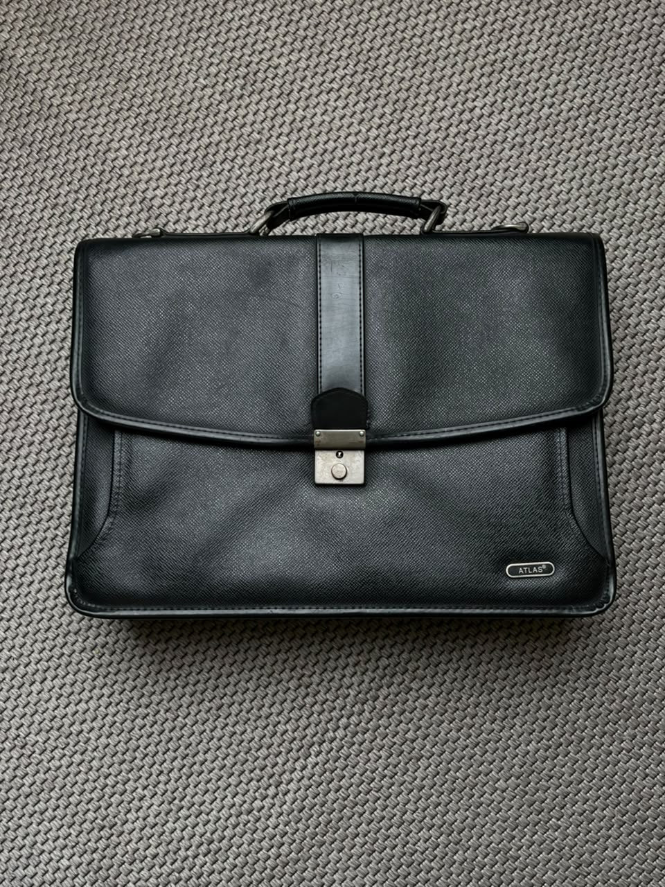 Vintage Atlas Black Hard Briefcase Attache Portfolio Case Business Laptop Bag