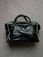 Fred Perry Classic Grip Bag Black PVC Barrel Holdall Duffel bag