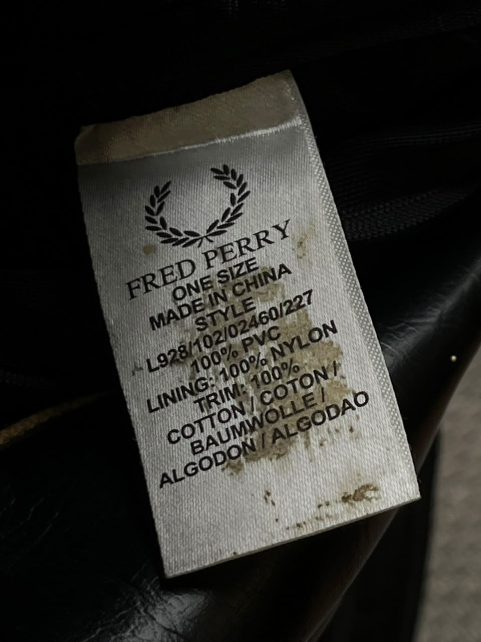 Fred Perry Classic Grip Bag Black PVC Barrel Holdall Duffel bag