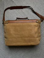 Vintage Brown Genuine Leather Flap Messenger Bag Buckle Suede Shoulder Work Bag