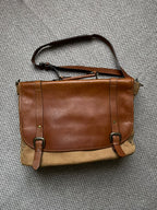 Vintage Brown Genuine Leather Flap Messenger Bag Buckle Suede Shoulder Work Bag