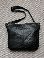 Kenneth Cole New York Black Pebbled Leather Crossbody Bag Slouchy Hobo Shoulder