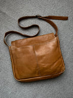 Latico Cognac Brown Leather Messenger Bag Laptop Crossbody Briefcase Work Bag