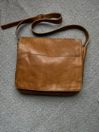 Latico Cognac Brown Leather Messenger Bag Laptop Crossbody Briefcase Work Bag
