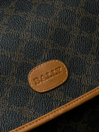 Vintage Bally Monogram Crossbody Flap Bag Brown Coated Canvas Saddle Shoulder