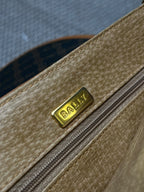 Vintage Bally Monogram Crossbody Flap Bag Brown Coated Canvas Saddle Shoulder
