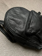 Vintage Club Room Black Leather Backpack Rucksack Made in Korea