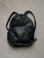 Vintage Club Room Black Leather Backpack Rucksack Made in Korea