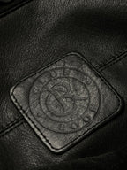 Vintage Club Room Black Leather Backpack Rucksack Made in Korea