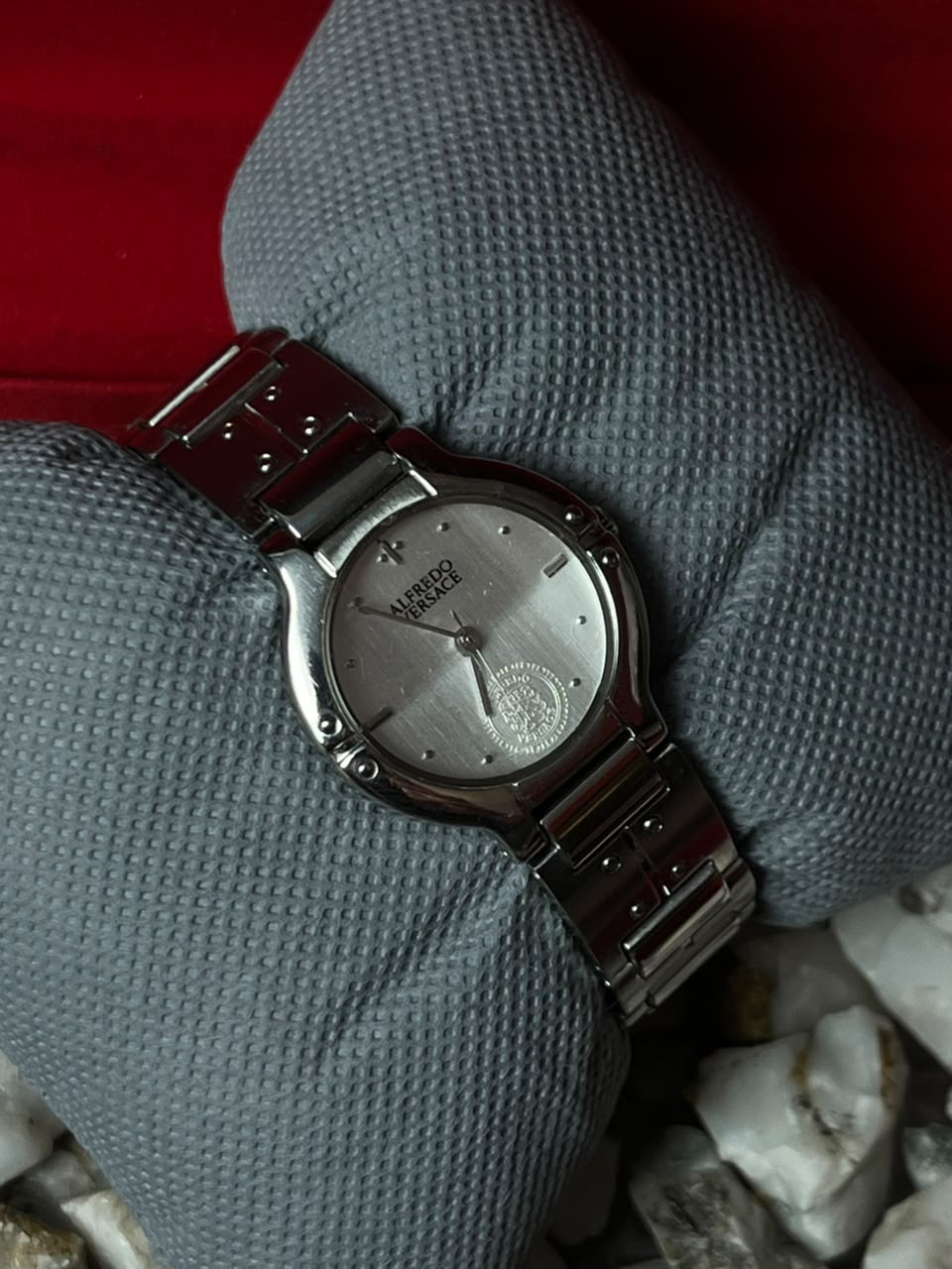 Vintage Alfredo Versace V808S Quartz Watch Silver Dial Stainless Steel