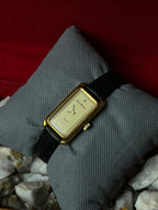 Vintage Yves Renaud Swiss Tank Watch Gold Tone Rectangular  Dress Watch