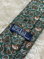 Vintage Polo Ralph Lauren Forest Green Rust Paisley Preppy TIE