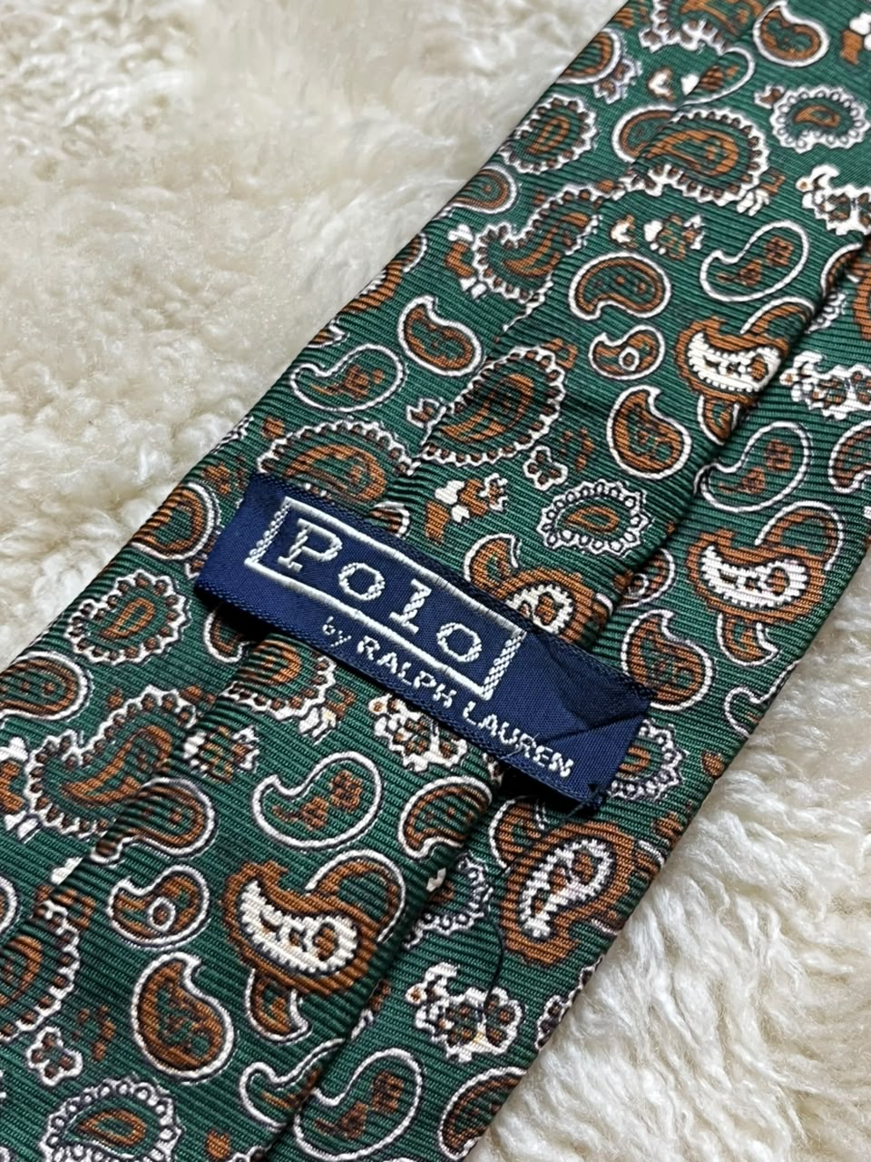 Vintage Polo Ralph Lauren Forest Green Rust Paisley Preppy TIE