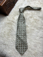 Ermenegildo Zegna Disegno Esclusivo Rubenstein Bros Silk Tie Mens Sage Green Orange Medallion Italy