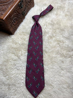 Giorgio Armani Cravatte Silk Tie Mens Burgundy Green Blue Holly Leaf Motif Italy