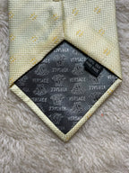 Versace Classic 100% Silk Tie Mens Light Yellow White Floral Geometric Dot Motif Italy
