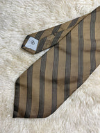Valentino Cravatte 100% Silk Tie Mens Brown Bronze Striped Regimental Motif Italy