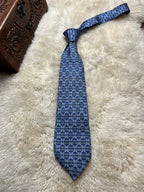 Celine Paris 100% Silk Tie Mens Blue Geometric Abstract Pattern Luxury Spain