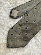 Valentino Cravatte 100% Silk Tie Mens Olive Green Gold Blue Paisley Medallion Italy