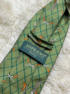 Soprano Country 100% Silk Tie Mens Green Orange Hunting Gun Dog Motif