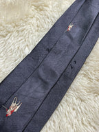 Polo Ralph Lauren Silk Tie Mens Charcoal Gray Navy Blue Embroidered Pony Logo USA
