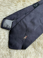 Polo Ralph Lauren Silk Tie Mens Charcoal Gray Navy Blue Embroidered Pony Logo USA