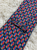 Jonelle Silk Tie Mens Navy Blue Red Yellow Owl Bird Animal Motif UK