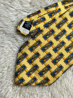 Gant 100% Silk Tie Mens Yellow Blue Baroque Scroll Geometric Lattice USA
