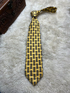 Gant 100% Silk Tie Mens Yellow Blue Baroque Scroll Geometric Lattice USA