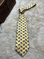 Polo by Ralph Lauren 100% Silk Tie Mens Yellow Blue Motorcycle Biker Racing Motif USA
