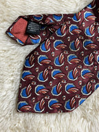Christian Dior Monsieur Polyester Tie Mens Burgundy Blue Geometric Abstract Motif USA